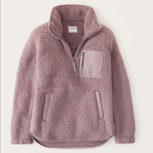 Abercrombie Sherpa Half Zip Elevated Trim Sweatshirt